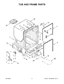 Tub And Frame Parts parts for Kenmore Dishwasher 665.14172N120 (66514172N120, 665 14172N120) from AppliancePartsPros.com