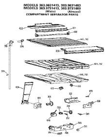 Compartment Separator parts for Kenmore Refrigerator 363.9631483 (3639631483, 363 9631483) from AppliancePartsPros.com