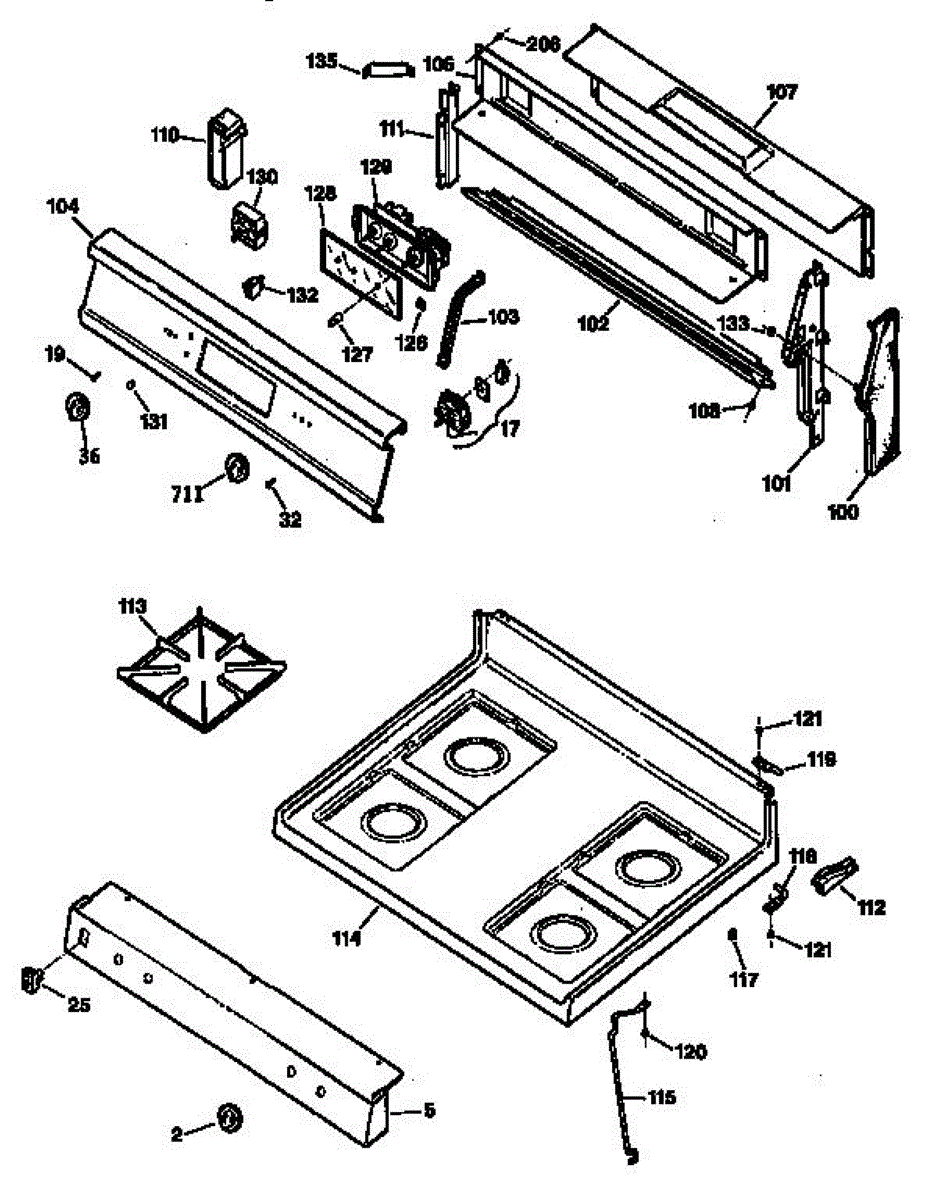 Parts for Kenmore 362.7326193 (3627326193, 362 7326193): Cooktop Parts ...