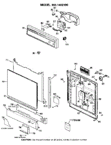 Escutcheon And Door parts for Kenmore Dishwasher 363.1402190 (3631402190, 363 1402190) from AppliancePartsPros.com