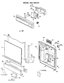 Escutcheon And Door parts for Kenmore Dishwasher 363.1402191 (3631402191, 363 1402191) from AppliancePartsPros.com