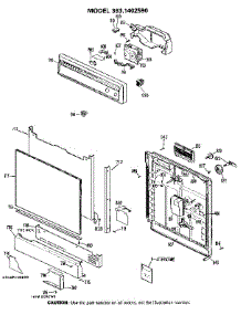 Escutcheon And Door parts for Kenmore Dishwasher 363.1402590 (3631402590, 363 1402590) from AppliancePartsPros.com