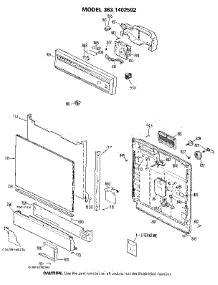 Escutcheon And Door parts for Kenmore Dishwasher 363.1402592 (3631402592, 363 1402592) from AppliancePartsPros.com