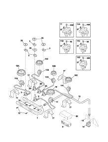Burner parts for Kenmore Range 790.75503201 (79075503201, 790 75503201) from AppliancePartsPros.com