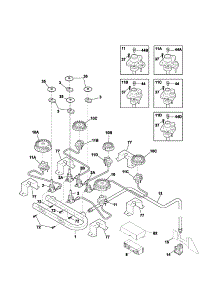 Burner parts for Kenmore Range 790.75503202 (79075503202, 790 75503202) from AppliancePartsPros.com