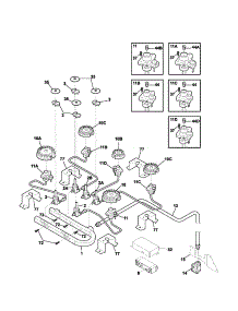 Burner parts for Kenmore Range 790.75503203 (79075503203, 790 75503203) from AppliancePartsPros.com