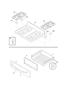 Top / Drawer parts for Kenmore Range 790.77443800 (79077443800, 790 77443800) from AppliancePartsPros.com