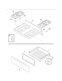 Top / Drawer parts for Kenmore Range 790.77444800 (79077444800, 790 77444800) from AppliancePartsPros.com
