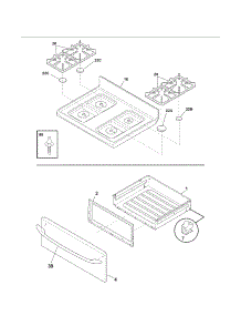 Top / Drawer parts for Kenmore Range 790.77453802 (79077453802, 790 77453802) from AppliancePartsPros.com