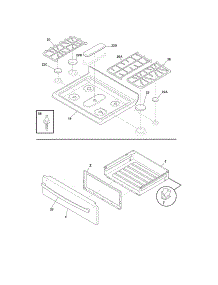 Top / Drawer parts for Kenmore Range 790.77473802 (79077473802, 790 77473802) from AppliancePartsPros.com