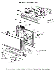Escutcheon And Door parts for Kenmore Dishwasher 363.1442190 (3631442190, 363 1442190) from AppliancePartsPros.com
