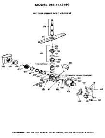Motor-Pump Mechanism parts for Kenmore Dishwasher 363.1442190 (3631442190, 363 1442190) from AppliancePartsPros.com