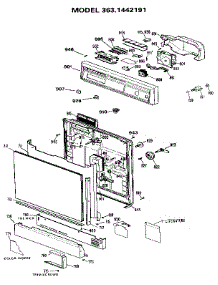 Escutcheon And Door parts for Kenmore Dishwasher 363.1442191 (3631442191, 363 1442191) from AppliancePartsPros.com