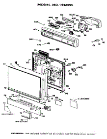 Escutcheon And Door parts for Kenmore Dishwasher 363.1442590 (3631442590, 363 1442590) from AppliancePartsPros.com
