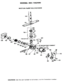 Motor-Pump Mechanism parts for Kenmore Dishwasher 363.1442590 (3631442590, 363 1442590) from AppliancePartsPros.com