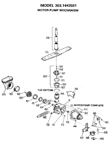 Motor-Pump Mechanism parts for Kenmore Dishwasher 363.1442591 (3631442591, 363 1442591) from AppliancePartsPros.com