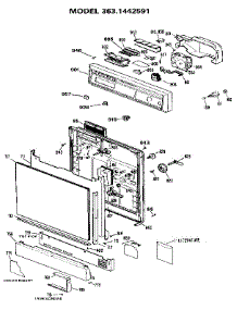 Escutcheon And Door parts for Kenmore Dishwasher 363.1442591 (3631442591, 363 1442591) from AppliancePartsPros.com