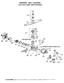 Pump And Motor parts for Kenmore Dishwasher 363.1442592 (3631442592, 363 1442592) from AppliancePartsPros.com