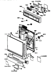 Escutcheon And Door parts for Kenmore Dishwasher 363.1444196 (3631444196, 363 1444196) from AppliancePartsPros.com