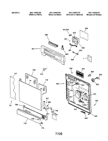 Escutcheon & Door parts for Kenmore Dishwasher 363.14489100 (36314489100, 363 14489100) from AppliancePartsPros.com