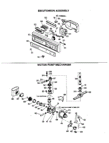 Escutheon And Motor / Pump parts for Kenmore Dishwasher 363.1479581 (3631479581, 363 1479581) from AppliancePartsPros.com