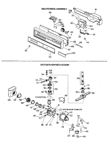 Escutcheon And Motor / Pump parts for Kenmore Dishwasher 363.1499580 (3631499580, 363 1499580) from AppliancePartsPros.com