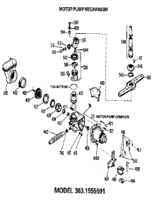 Motor Pump Mechanism parts for Kenmore Dishwasher 363.1555591 (3631555591, 363 1555591) from AppliancePartsPros.com