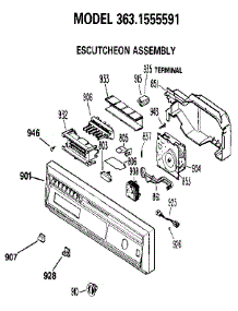 Escutcheon Assembly parts for Kenmore Dishwasher 363.1555591 (3631555591, 363 1555591) from AppliancePartsPros.com