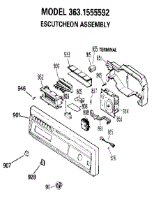 Escutchoen Assembly parts for Kenmore Dishwasher 363.1555592 (3631555592, 363 1555592) from AppliancePartsPros.com