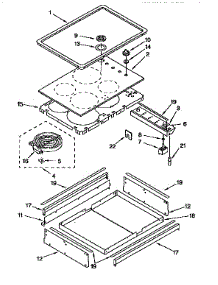 Cooktop parts for Kenmore Range 665.4579391 (6654579391, 665 4579391) from AppliancePartsPros.com
