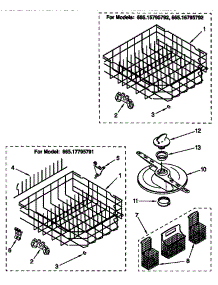 Lower Dishrack parts for Kenmore Dishwasher 665.17795791 (66517795791, 665 17795791) from AppliancePartsPros.com
