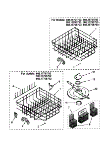 Lower Dishrack parts for Kenmore Dishwasher 665.17795792 (66517795792, 665 17795792) from AppliancePartsPros.com