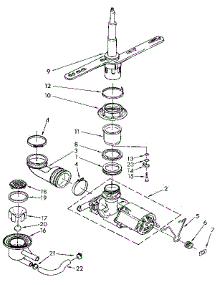 Pump And Sprayarm parts for Kenmore Dishwasher 665.1741591 (6651741591, 665 1741591) from AppliancePartsPros.com