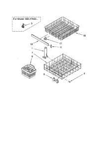 Dishrack parts for Kenmore Dishwasher 665.17439001 (66517439001, 665 17439001) from AppliancePartsPros.com