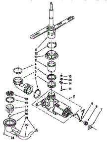 Pump And Spray Arm parts for Kenmore Dishwasher 665.1744993 (6651744993, 665 1744993) from AppliancePartsPros.com