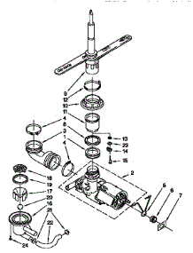 Pump And Spray Arm parts for Kenmore Dishwasher 665.1744994 (6651744994, 665 1744994) from AppliancePartsPros.com