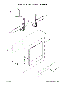 Door And Panel Parts parts for Kenmore Dishwasher 665.17489N710 (66517489N710, 665 17489N710) from AppliancePartsPros.com