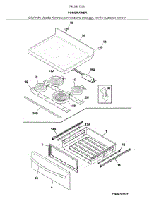 Top / Drawer parts for Kenmore Range 790.93013317 (79093013317, 790 93013317) from AppliancePartsPros.com