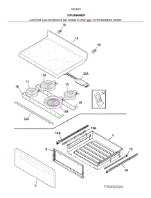 Top / Drawer parts for Kenmore Electric Range 790.93019316 (79093019316, 790 93019316) from AppliancePartsPros.com