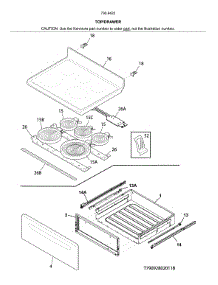 Top / Drawer parts for Kenmore Range 790.94209317 (79094209317, 790 94209317) from AppliancePartsPros.com