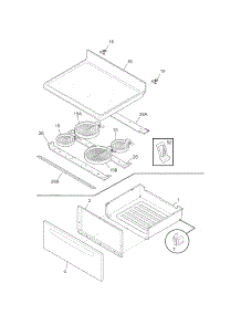 Top / Drawer parts for Kenmore Range 790.95042504 (79095042504, 790 95042504) from AppliancePartsPros.com