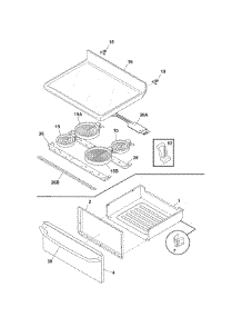 Top / Drawer parts for Kenmore Range 790.95043504 (79095043504, 790 95043504) from AppliancePartsPros.com