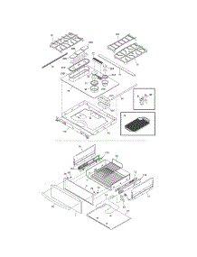 Top / Drawer parts for Kenmore Range 790.36723603 (79036723603, 790 36723603) from AppliancePartsPros.com