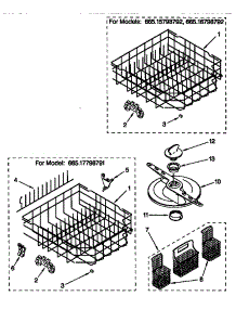 Lower Dishrack parts for Kenmore Dishwasher 665.17698792 (66517698792, 665 17698792) from AppliancePartsPros.com