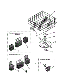 Lower Dishrack parts for Kenmore Dishwasher 665.16705892 (66516705892, 665 16705892) from AppliancePartsPros.com