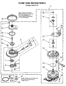 Pump And Motor parts for Kenmore Dishwasher 665.1671191 (6651671191, 665 1671191) from AppliancePartsPros.com