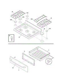 Top / Drwaer parts for Kenmore Range 790.71393701 (79071393701, 790 71393701) from AppliancePartsPros.com
