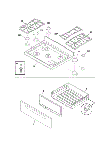 Top / Drawer parts for Kenmore Range 790.71399700 (79071399700, 790 71399700) from AppliancePartsPros.com