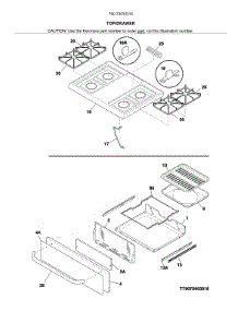 Top / Drawer parts for Kenmore Gas Range 790.73033316 (79073033316, 790 73033316) from AppliancePartsPros.com
