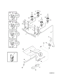 Burner parts for Kenmore Range 790.73233310 (79073233310, 790 73233310) from AppliancePartsPros.com